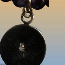 Load image into Gallery viewer, Amethyst Bead Bracelet With Sterling Silver Floral Charm & Metal Accents Vintage