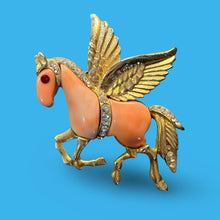 Load image into Gallery viewer, Pegasus Pink Lucite Statement Brooch Pin Attributed Hattie Carnegie Gift Vintage
