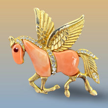 Load image into Gallery viewer, Pegasus Pink Lucite Statement Brooch Pin Attributed Hattie Carnegie Gift Vintage