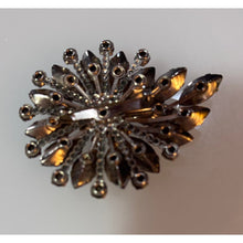 Load image into Gallery viewer, Red Rhinestone Flower Brooch Crystal Statement Gold-Tone Base Jewelry Vintage