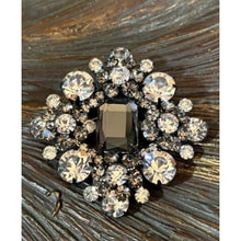 Load image into Gallery viewer, Juliana D&E Delizza Elster Clear & Smoky Rhinestone Brooch Emerald Cut Statement