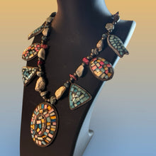 Load image into Gallery viewer, Southwestern Style Mosaic Necklace Geometric Shapes Natural Stone Statement Gift