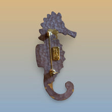 Load image into Gallery viewer, West Germany Seahorse Figurine Ornament With Blue Gold Finish Statement Vintage
