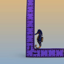 Load image into Gallery viewer, West Germany Seahorse Figurine Ornament With Blue Gold Finish Statement Vintage
