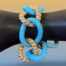 Load image into Gallery viewer, Joan Boyce In Love With Links Gold-Tone Pave Crystal Embellished Chunky Bracelet
