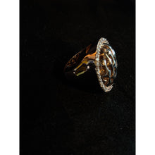 Load image into Gallery viewer, Joan Boyce Goldtone Oval Cocktail Ring With Rhinestone Accents &amp; Openwork Design
