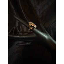 Load image into Gallery viewer, Joan Boyce Goldtone Oval Cocktail Ring With Rhinestone Accents &amp; Openwork Design
