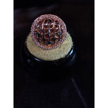Load image into Gallery viewer, Joan Boyce Goldtone Oval Cocktail Ring With Rhinestone Accents &amp; Openwork Design
