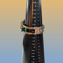 Load image into Gallery viewer, Gold Tone Hinged Bangle Green Blue Rhinestone Art Deco Statement Bracelet Vintage
