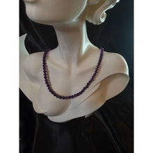 Load image into Gallery viewer, Amethyst Beaded Necklace Vintage Graduated Purple Gemstone Strand Barrel Clasp
