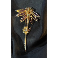 Load image into Gallery viewer, Gorgeous Pink Pedal Flower with Aurora Borealis Rhinestone and Red Center Brooch
