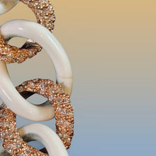 Load image into Gallery viewer, Joan Boyce Gold &amp; White Enamel Rhinestone Chain Necklace &amp; Bracelet Jewelry Set

