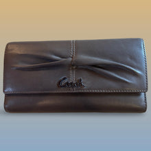 Load image into Gallery viewer, Coach Brown Leather Accordion Wallet With Card Slots ID Window &amp; Zipper Pocket
