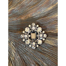 Load image into Gallery viewer, Juliana D&amp;E Delizza Elster Clear &amp; Smoky Rhinestone Brooch Emerald Cut Statement
